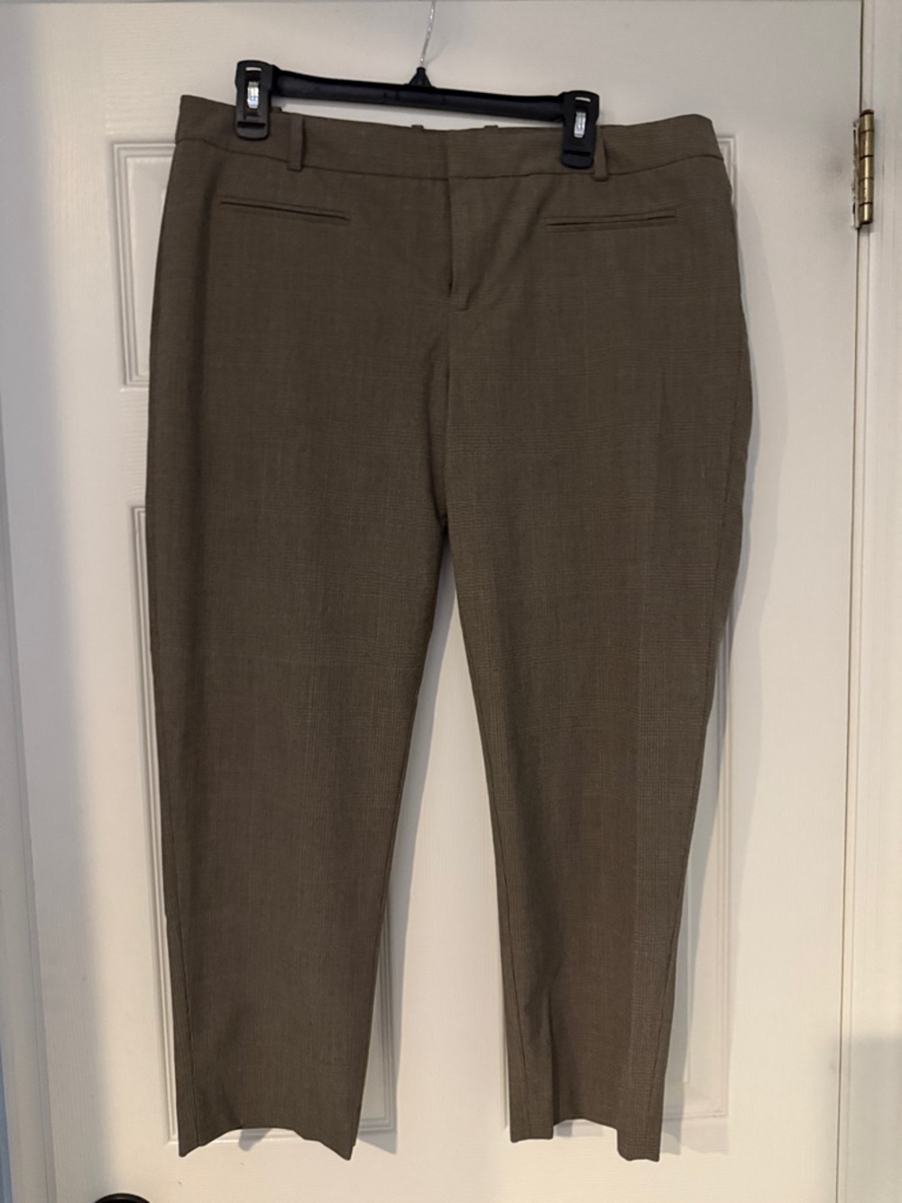 Gap slim cropped Dress Pants in Olive Brown preppy work houndstooth plaid classy